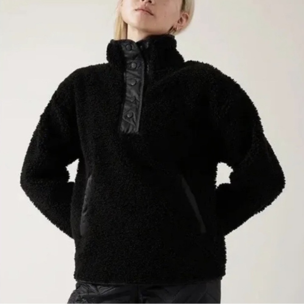 NWT ATHLETA COZY SHERPA SNAP SWEATSHIRT